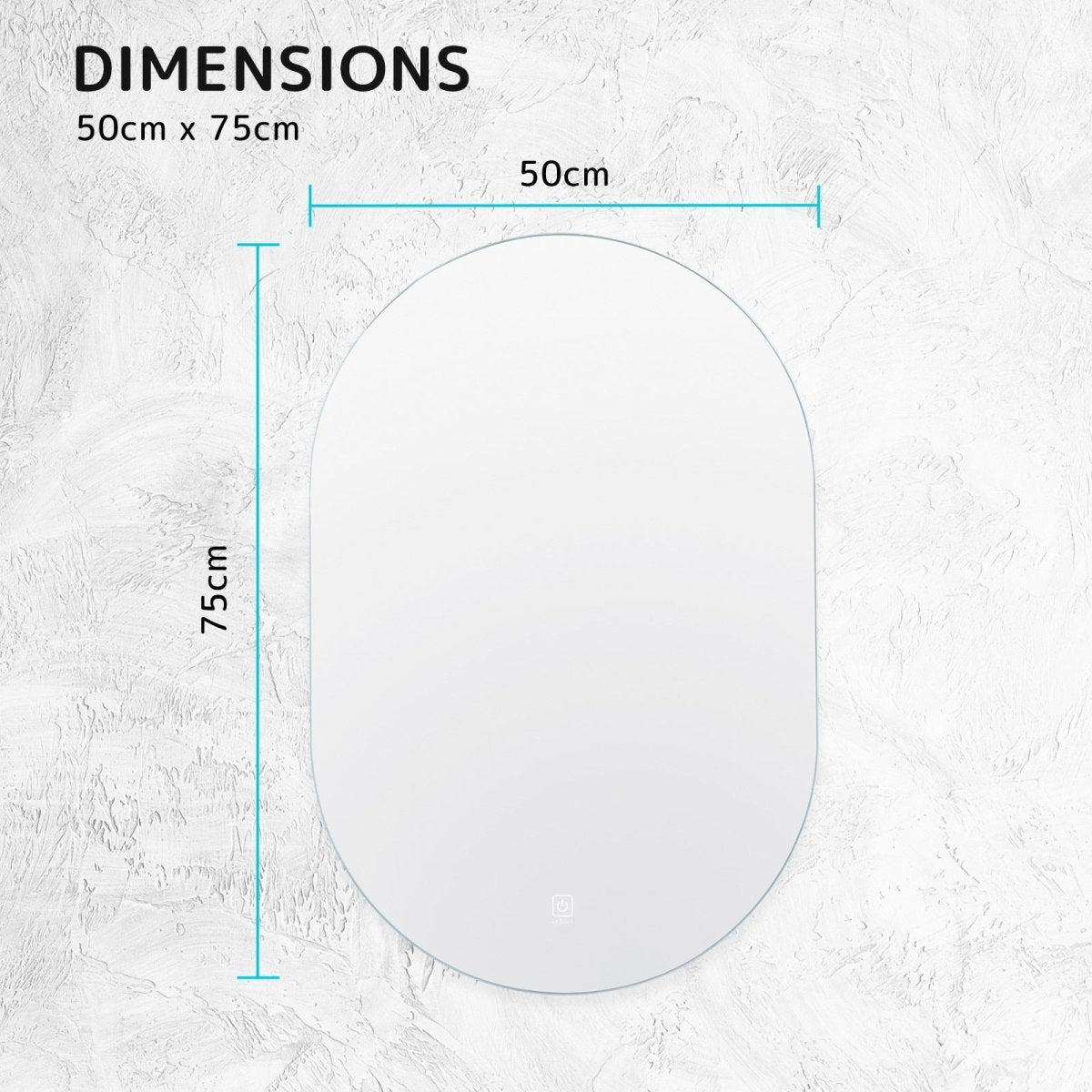 LED Wall Mirror Oval Anti - Fog Bathroom 50x75cm