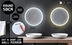 2 Set LED Wall Mirror Round Anti - Fog Bathroom 50cm