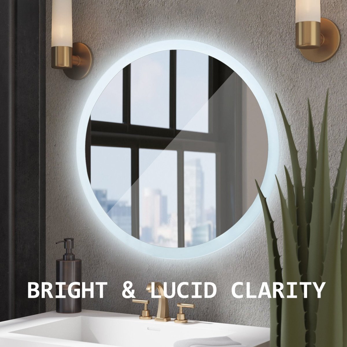 2 Set LED Wall Mirror Round Anti - Fog Bathroom 60cm