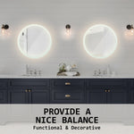 2 Set LED Wall Mirror Round Anti - Fog Bathroom 60cm