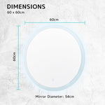 2 Set LED Wall Mirror Round Anti - Fog Bathroom 60cm