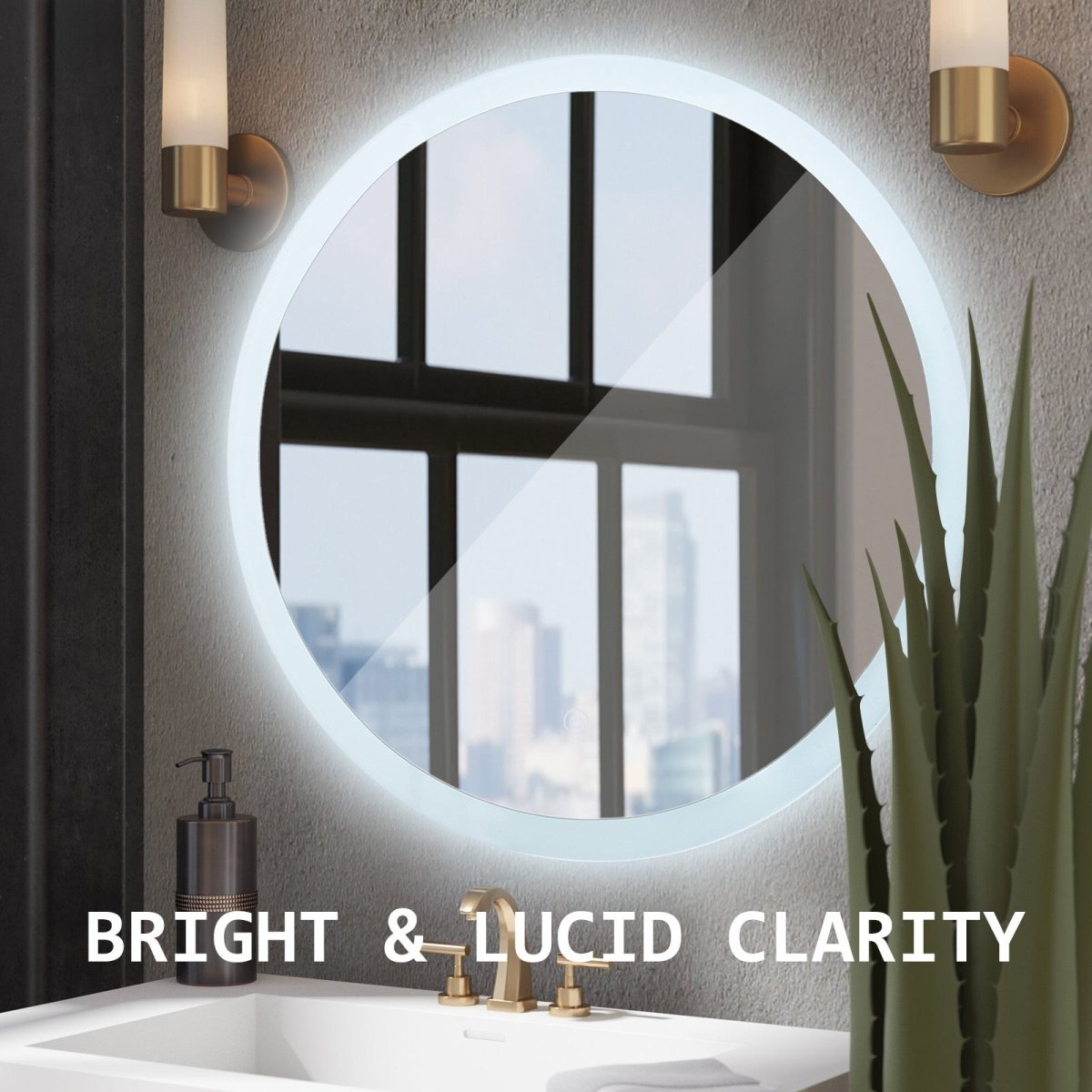 2 Set LED Wall Mirror Round Anti - Fog Bathroom 70cm