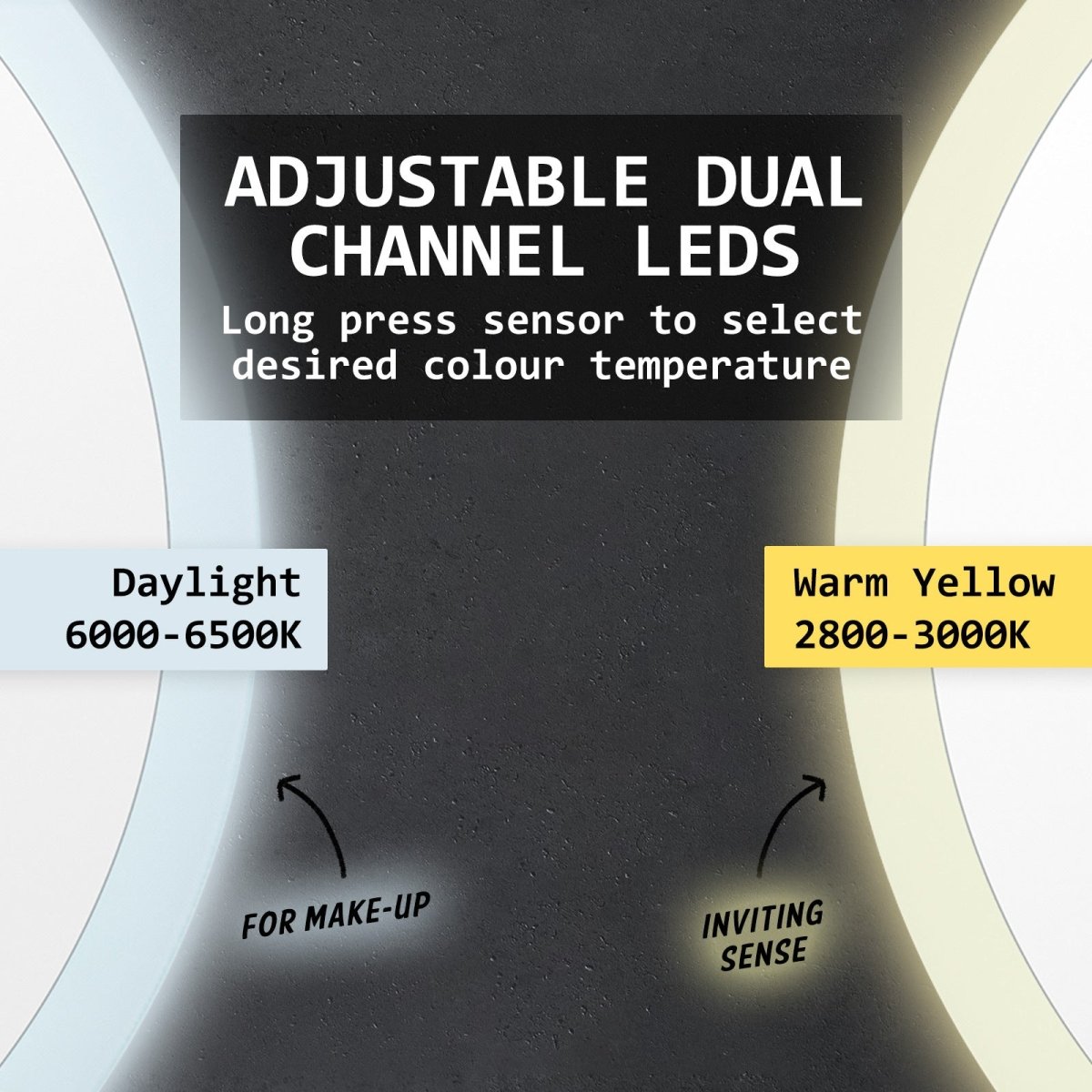 2 Set LED Wall Mirror Round Anti - Fog Bathroom 70cm