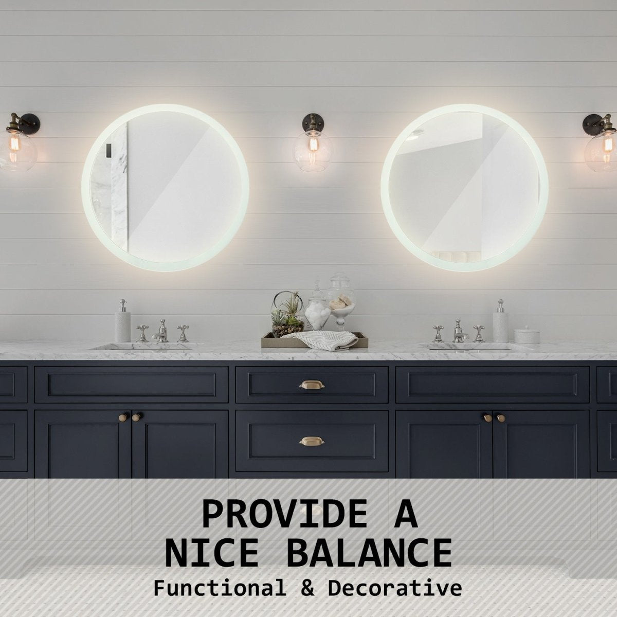 2 Set LED Wall Mirror Round Anti - Fog Bathroom 70cm