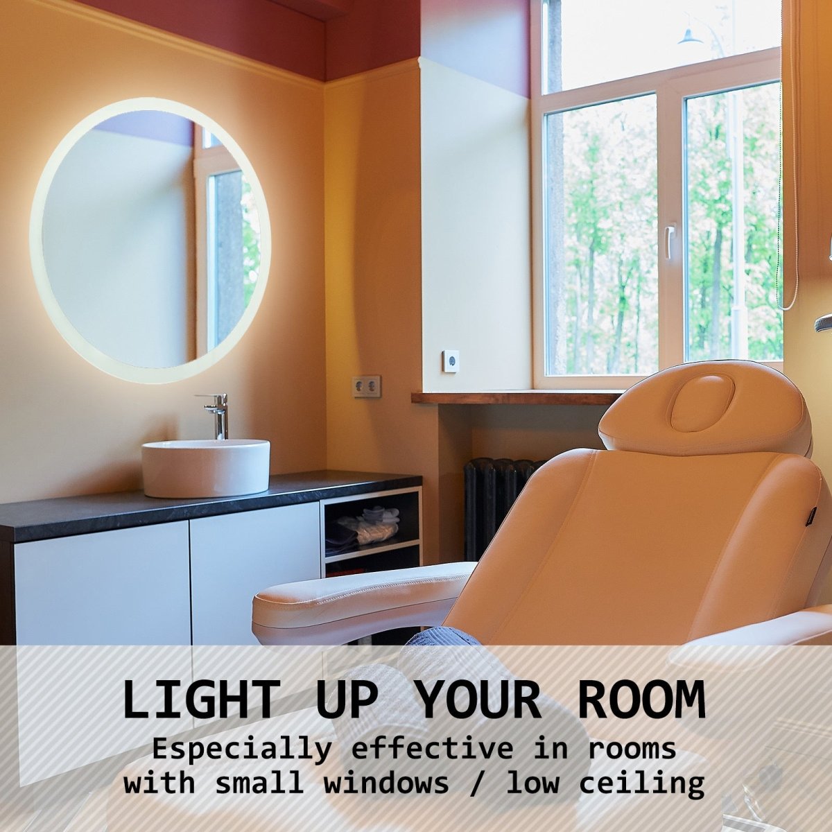 2 Set LED Wall Mirror Round Anti - Fog Bathroom 70cm
