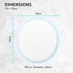2 Set LED Wall Mirror Round Anti - Fog Bathroom 70cm