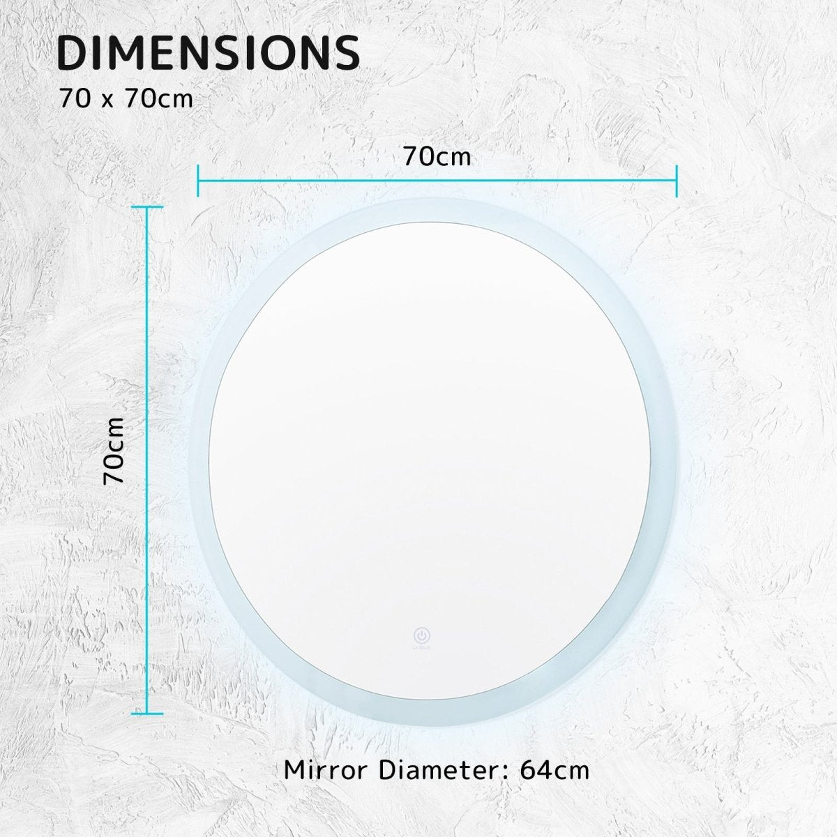 2 Set LED Wall Mirror Round Anti - Fog Bathroom 70cm