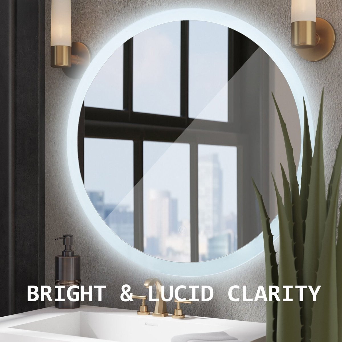 2 Set LED Wall Mirror Round Anti - Fog Bathroom 80cm