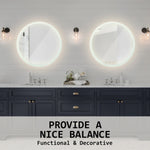 2 Set LED Wall Mirror Round Anti - Fog Bathroom 80cm