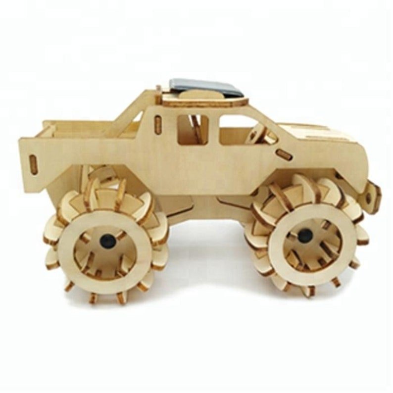 Model car 3D Ply Wood puzzle - Build and Paint your own 4 x 4 Truck Car craft kit with MOTOR (solar or battery) - 926193168 Toy Chest Australia 5