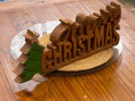 Wooden carved Merry Christmas decoration 38 cm long with Tree and Star - 1326722459 Toy Chest Australia 4