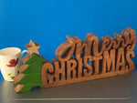 Wooden carved Merry Christmas decoration 38 cm long with Tree and Star - 1326722459 Toy Chest Australia 5