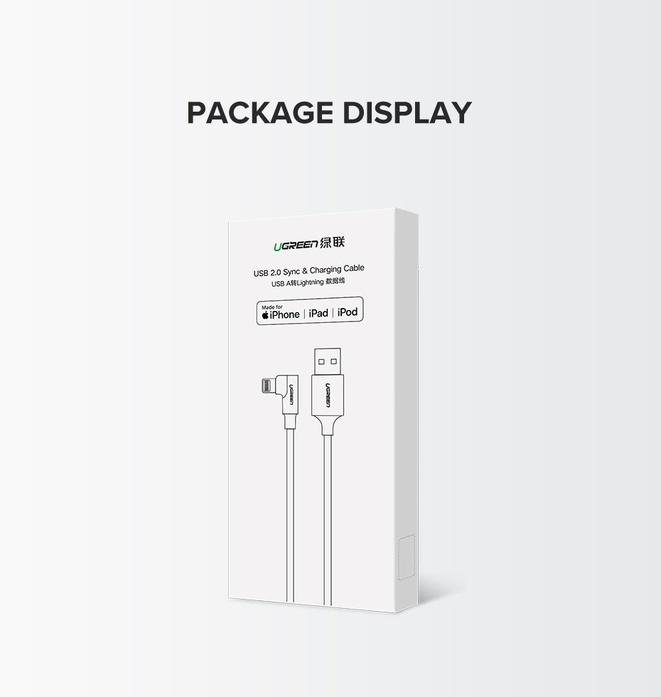 UGREEN 60521 USB - A to 8 - pin 90 Degree Angel Cable 1M