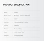UGREEN 60521 USB - A to 8 - pin 90 Degree Angel Cable 1M
