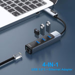 BENFEI 350GY 2 - in - 1 USB - C+USB 3.0 to RJ45 Gigabit Ethernet Port + 3 - Port USB 3.0 HUB
