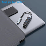 BENFEI 350GY 2 - in - 1 USB - C+USB 3.0 to RJ45 Gigabit Ethernet Port + 3 - Port USB 3.0 HUB