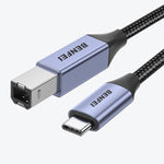 BENFEI 405GY - 1.5M USB B to USB C Printer Cable, Nylon Braided, Premium Aluminium Alloy Case 1.5M