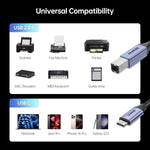 BENFEI 405GY - 3M USB B to USB C Printer Cable, Nylon Braided, Premium Aluminium Alloy Case 2M