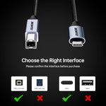 BENFEI 405GY - 3M USB B to USB C Printer Cable, Nylon Braided, Premium Aluminium Alloy Case 2M
