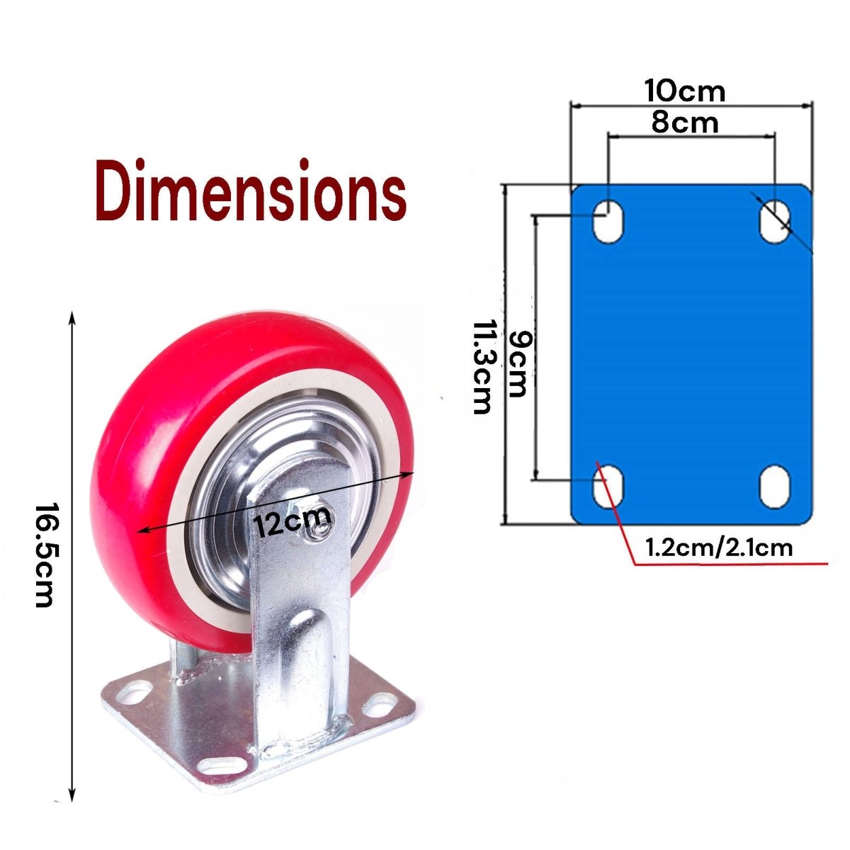 5 inch Industrial Caster Wheels Fixed Casters Castor Wheels Cart Furniture Workbench