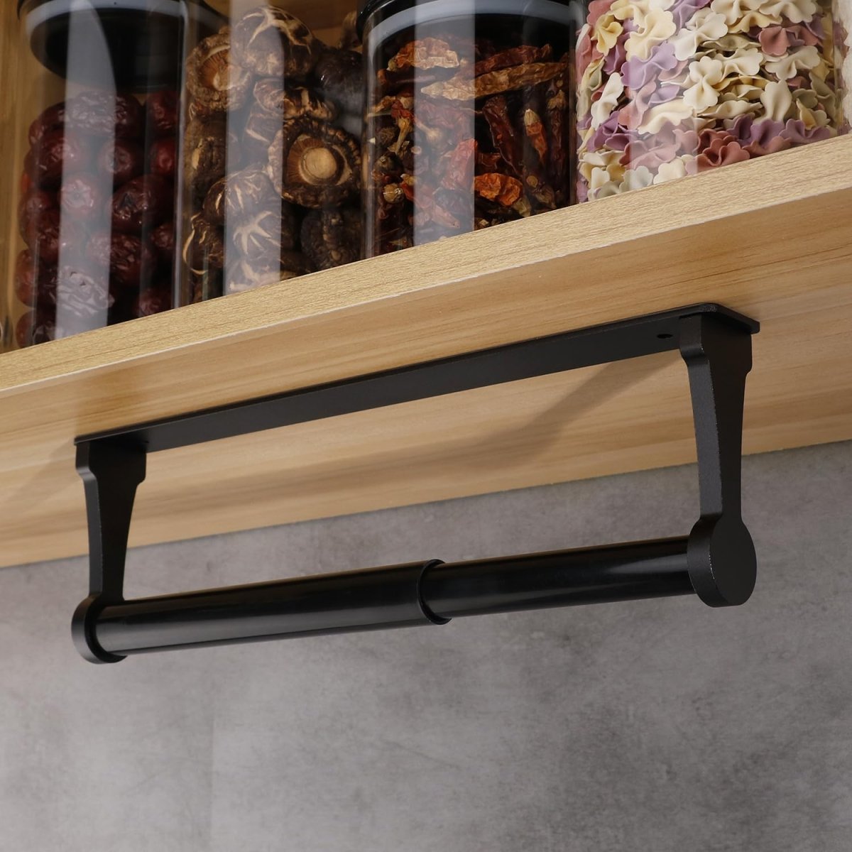 Kitchen Paper Holder Under Cabinet Screw Wall Mount Adhesive Paper Towel Holder Rectangle Black