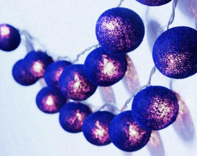 50 Ball Dark Blue LONG 5m String Light Battery Box 5cm Cotton Ball Christmas Birthday Boy Special Occasion Decoration