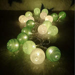 20 Ball Green 3m String Light Battery Box 5cm Cotton Ball Christmas Birthday Garden Special Occasion Decoration
