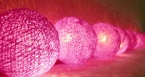 20 Ball HOT Pink 3m String Light Battery Box 5cm Cotton Ball Christmas Birthday Bbay Girl Special Occasion Decoration