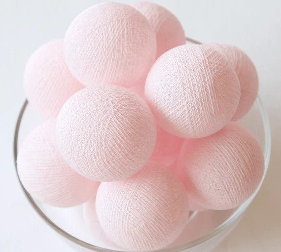 50 Ball Pastel Pink LONG 5m String Light Battery Box 5cm Cotton Ball Christmas Birthday Bbay Girl Special Occasion Decoration