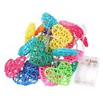 50 Rainbow 3D Hollowed Rattan Heart - Shaped 5M LONG String Fairy Lights, Battery (AA) Indoor & Outdoor Decorations Birthday Kids Celebration PartyRoom Table Lighting