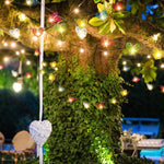 50 Rainbow 3D Hollowed Rattan Heart - Shaped 5M LONG String Fairy Lights, Battery (AA) Indoor & Outdoor Decorations Birthday Kids Celebration PartyRoom Table Lighting