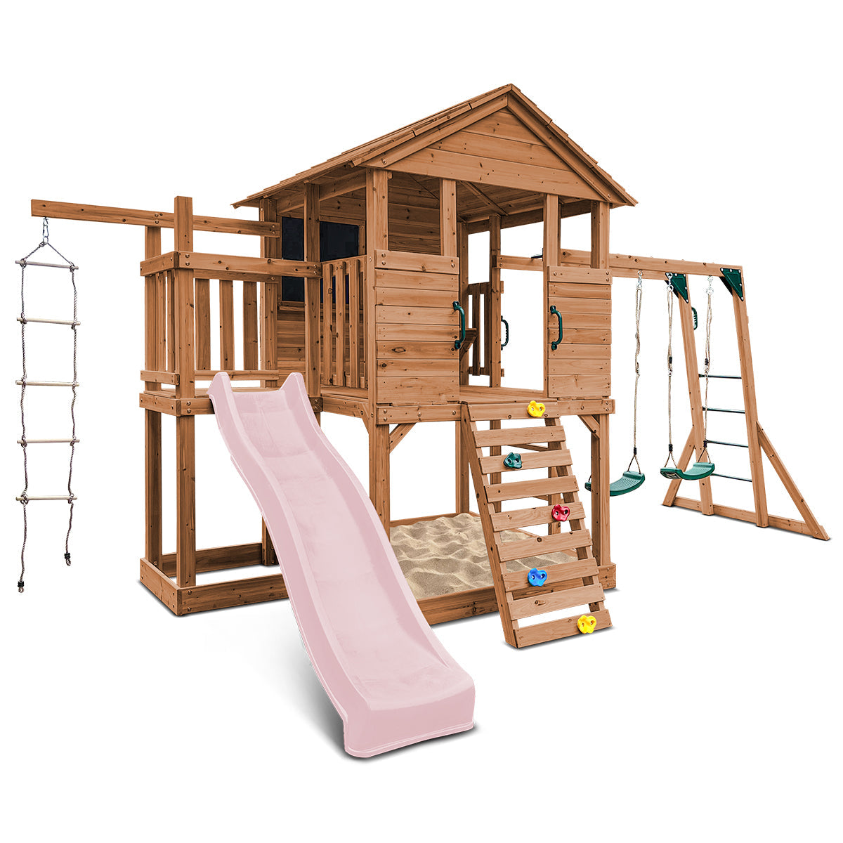 Lifespan Kids Kingston Cubby House with 2.2m Slide (Pastel Pink)