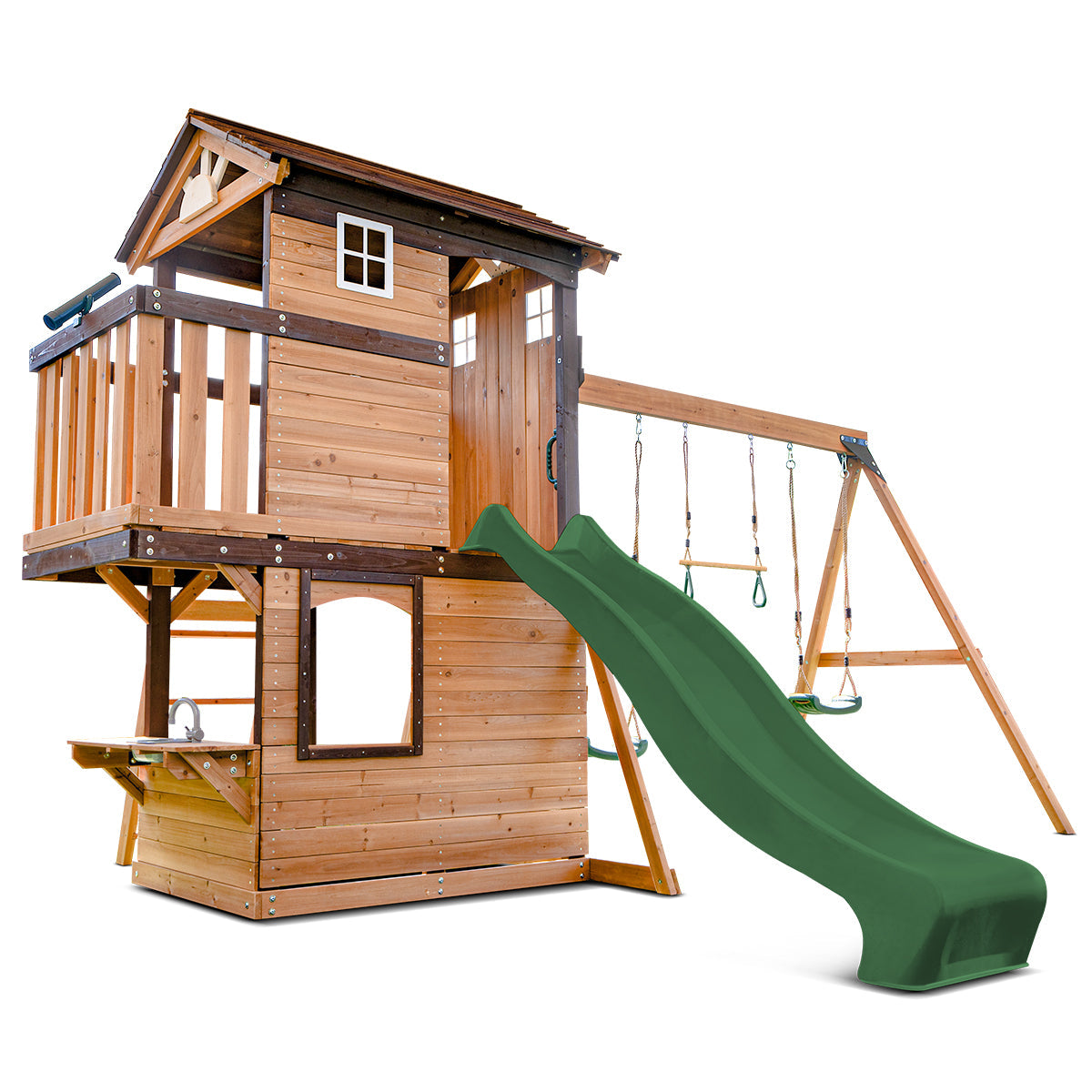 Lifespan Kids Darlington Swing Set & Play Centre with 2.2m Slide (Green)