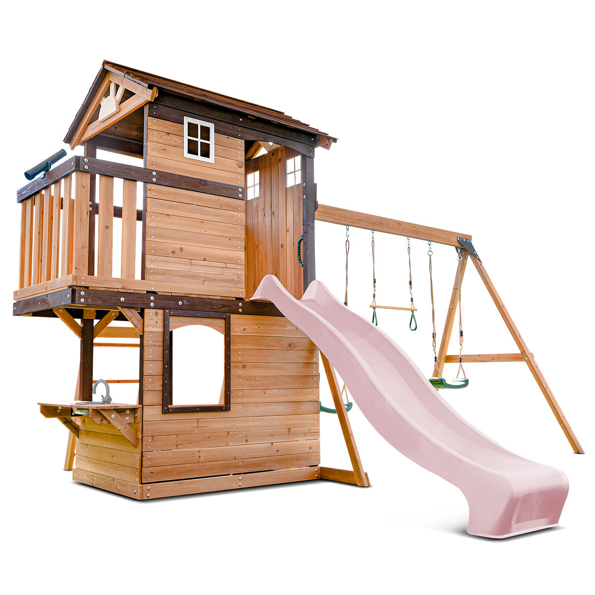 Lifespan Kids Darlington Swing Set & Play Centre with 2.2m Slide (Pastel Pink)
