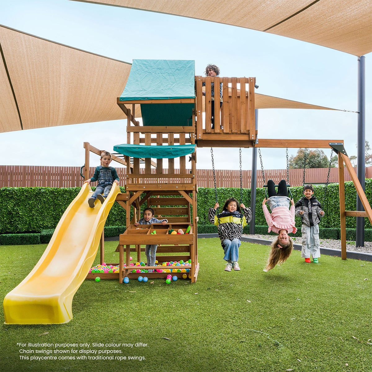 Lifespan Kids Walton Swing Set, Monkey Bars & Play Centre with 2.2m Slide (Pastel Green)