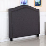 Bed Head Queen Size Charcoal Headboard with Curved Design Upholstery Linen Fabric - 2100622202900 Toy Chest Australia 4