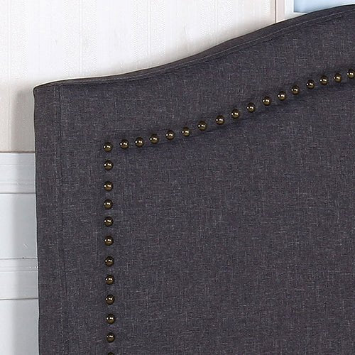 Bed Head Queen Size Charcoal Headboard with Curved Design Upholstery Linen Fabric - 2100622202900 Toy Chest Australia 5