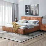 Louis Queen Bed Frame PU leather KD Slat in Wooden Legs - 9360882004116 Toy Chest Australia 1
