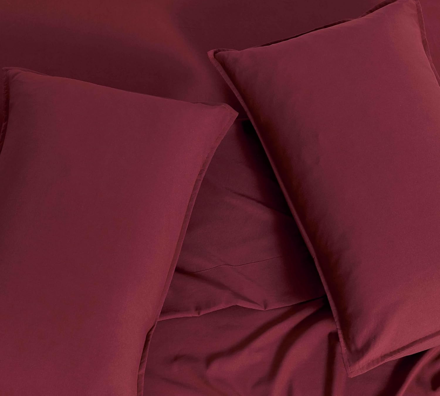 Twin Pack Vintage Washed Microfibre Standard Pillowcase (Burgundy, Standard)