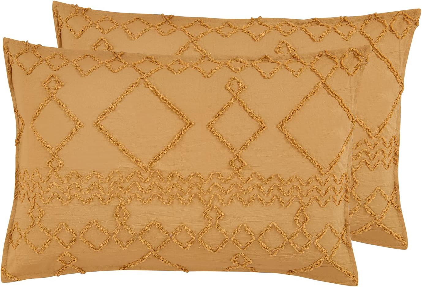 100% Premium Microfibre Tufted Standard Pillowcases - Set of 2 Luxurious Standard Pillow Cover with Elegant Design - Caramel - 9728820213011 Toy Chest Australia 1