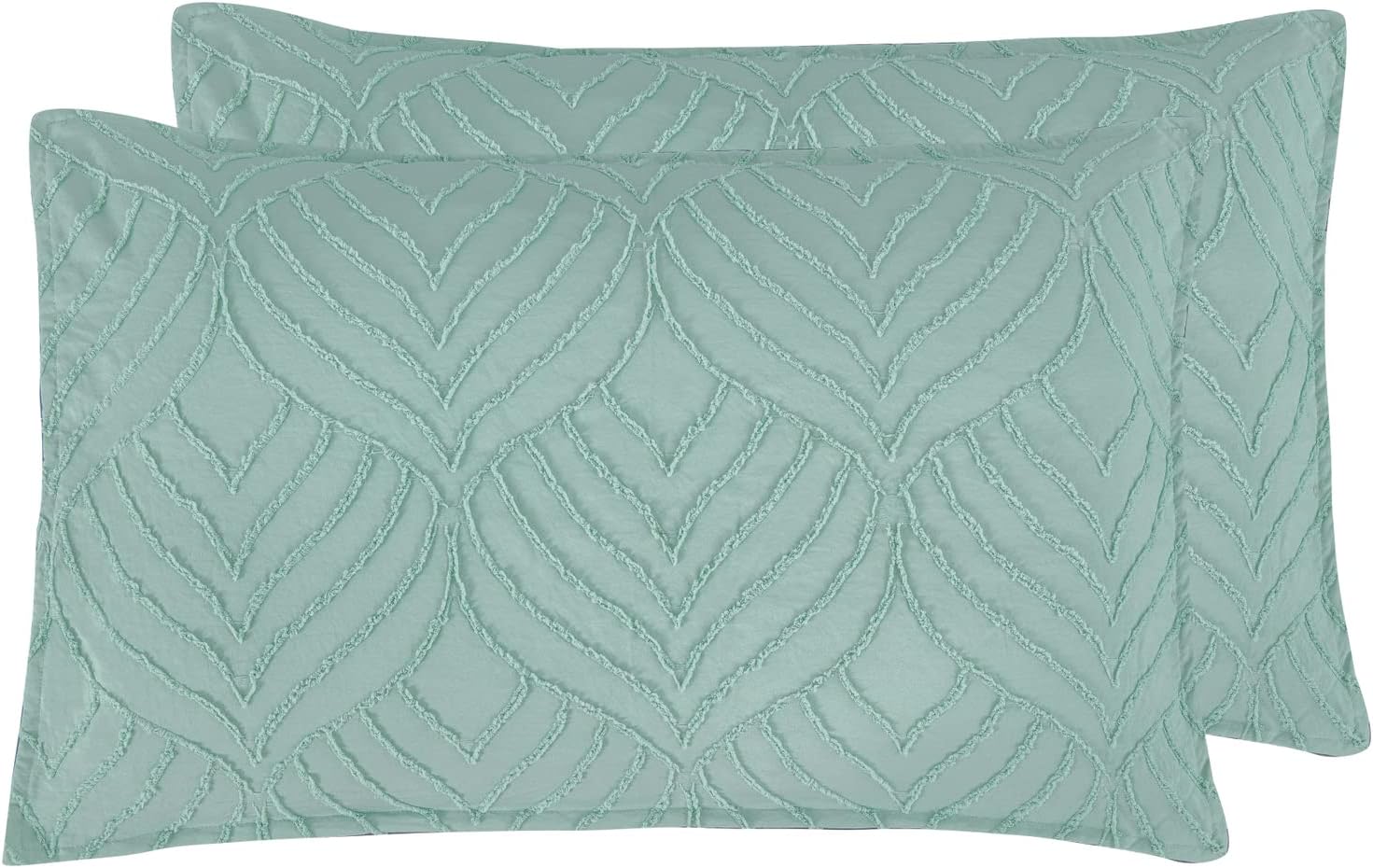 100% Premium Microfibre Tufted Standard Pillowcases - Set of 2 Luxurious Standard Pillow Cover with Elegant Design - Sage - 9728820213042 Toy Chest Australia 1