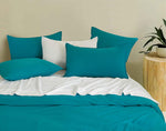 Twin Pack Vintage Washed Microfibre Standard Pillowcase (Teal, Standard)