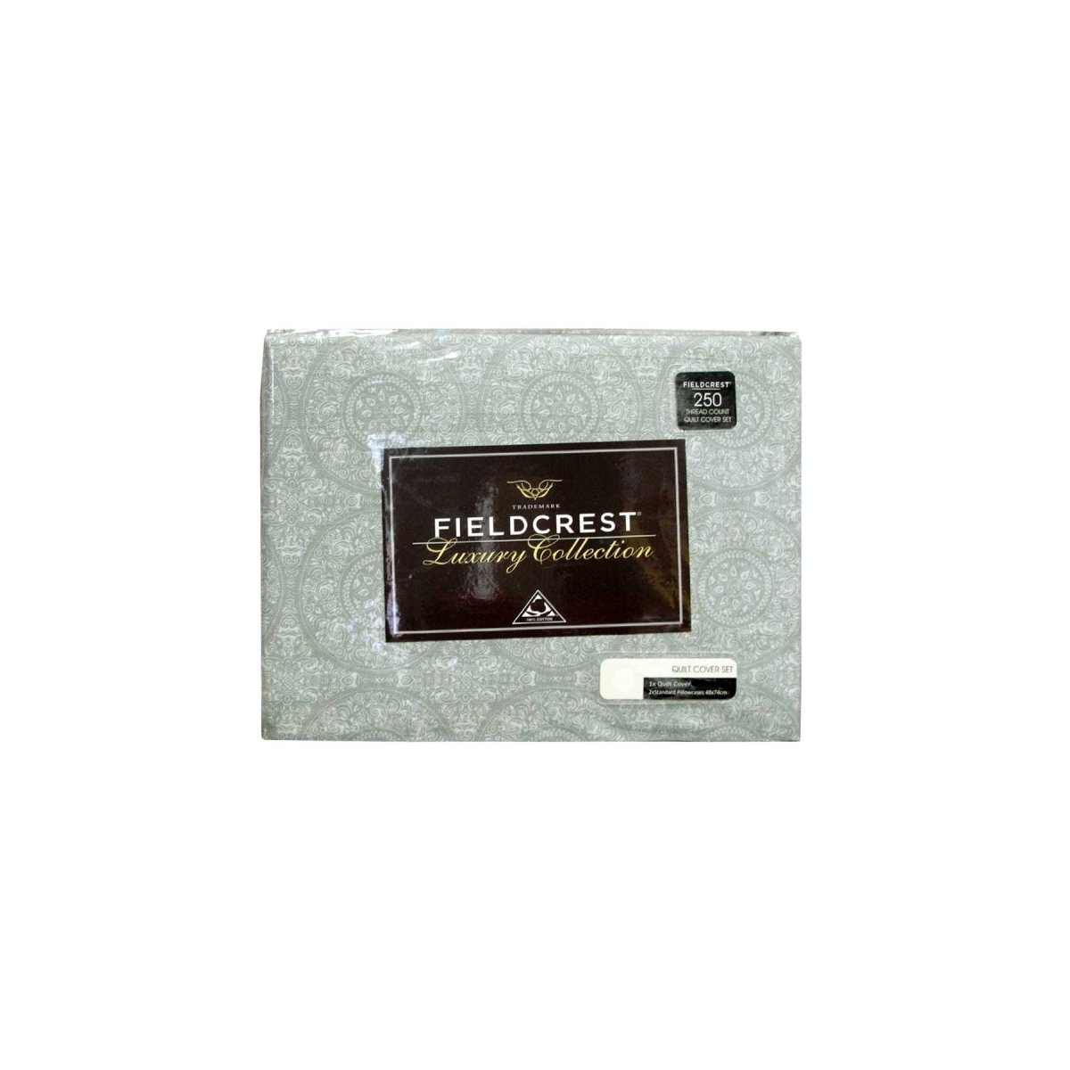 Fieldcrest Cotton Reversible Mandala Silver Quilt Cover Set Queen