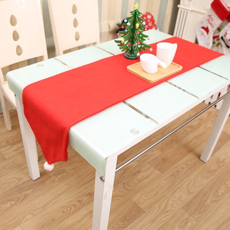 6 - 10x Christmas Santa Hat Chair Covers Table Cloth Dinner Home Décor Ornaments, Table Runner (34x176 cm)