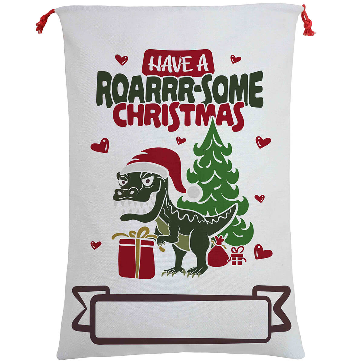 Large Christmas XMAS Hessian Santa Sack Stocking Bag Reindeer Children Gifts Bag, Have A Roar - some Christmas
