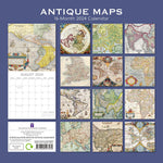 Antique Maps - 2024 Square Wall Calendar 16 Months Arts Planner Christmas Gift