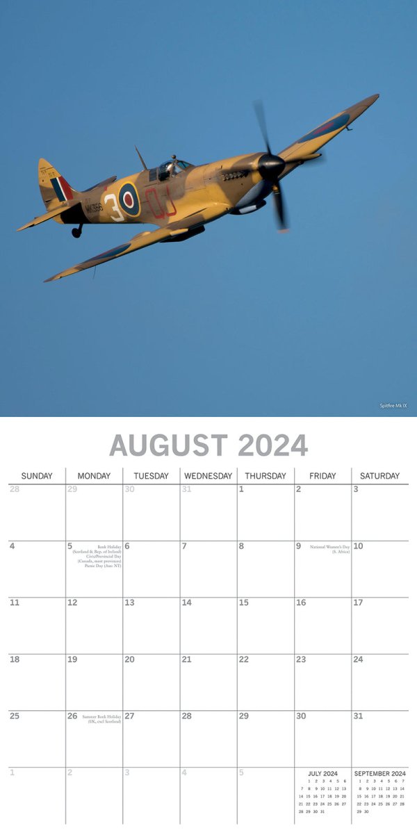 Spitfires - 2024 Square Wall Calendar 16 Months Planner Christmas New Year Gift