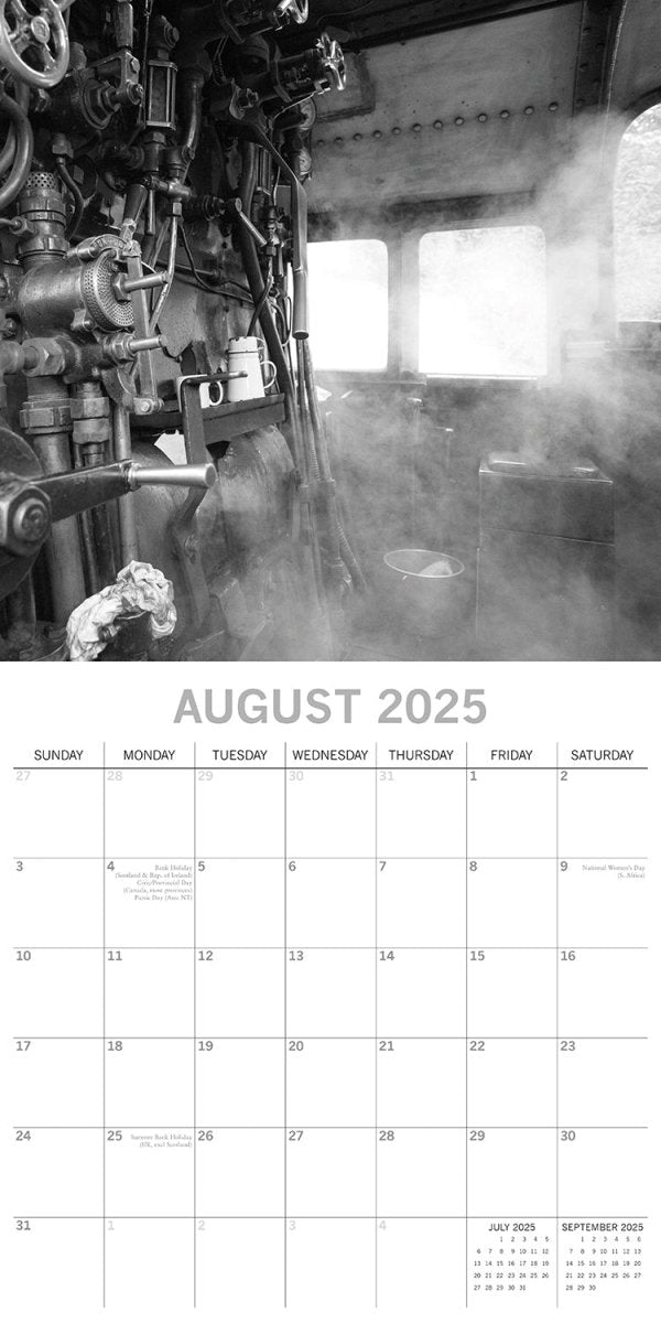 Steam Trains 2025 Square Wall Calendar 16 Months Premium Planner Christmas Gift