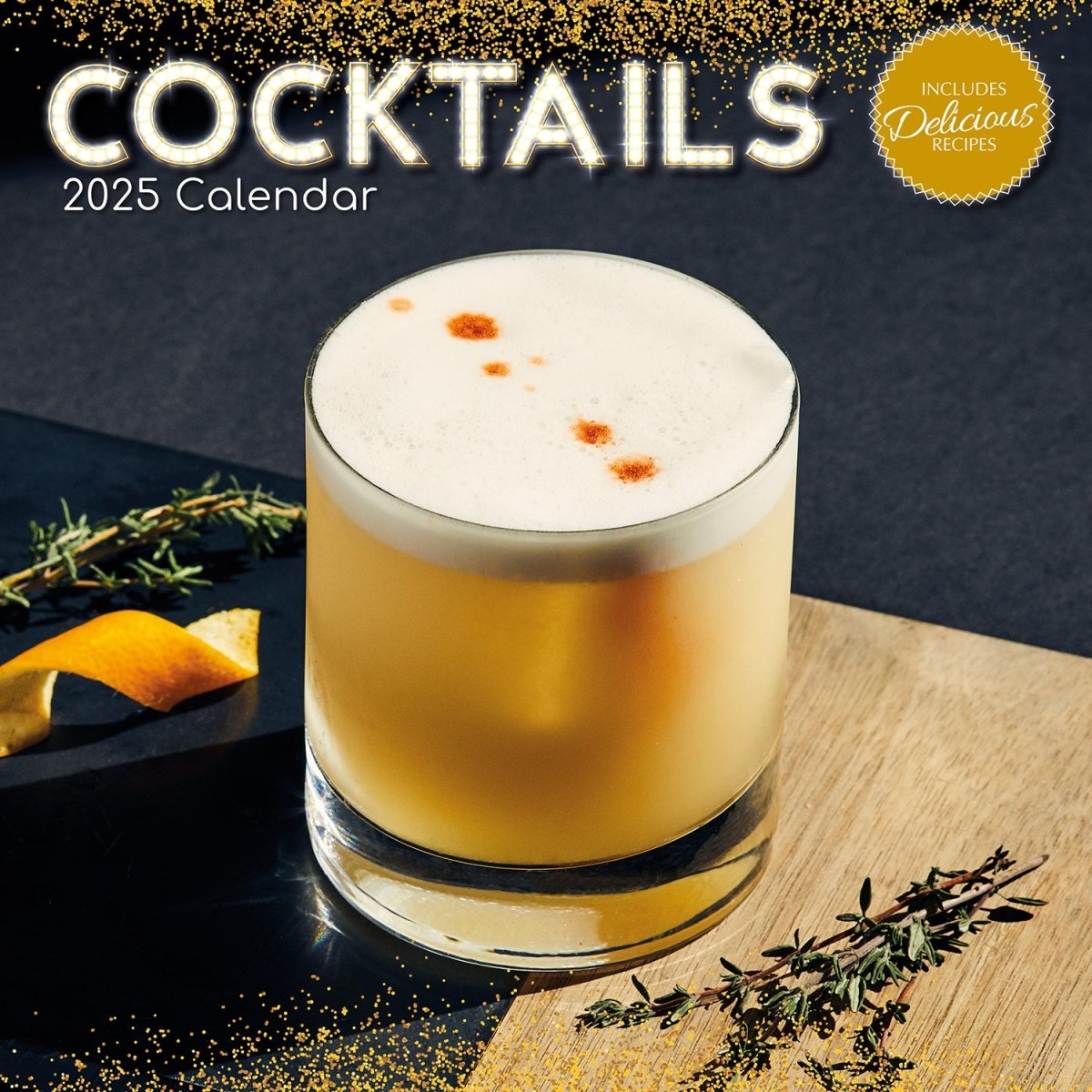 Cocktails 2025 Square Wall Calendar Food 16 - Month Christmas Premium Planner Gift