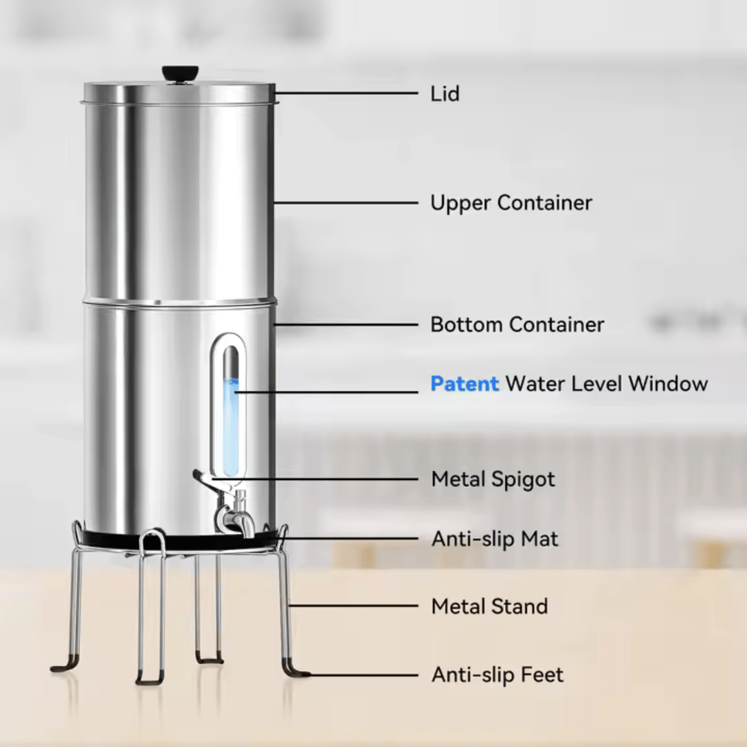 Aimex Portable Water Filter - Gravity - Fed, 304 Stainless Steel, Fluoride Removal